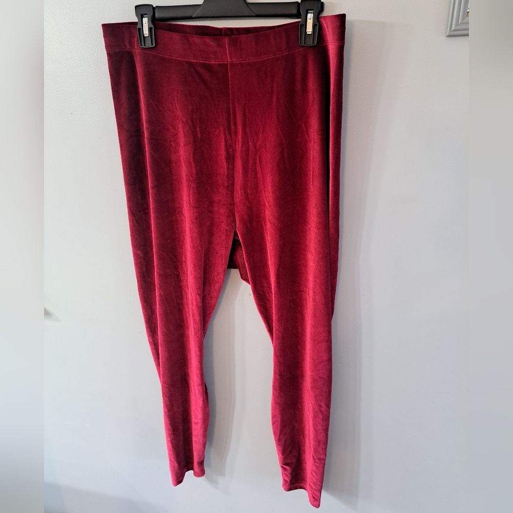 Fabletics Red Velour Emma High Waisted Leggings Women’s Size 1X Activewear NWT